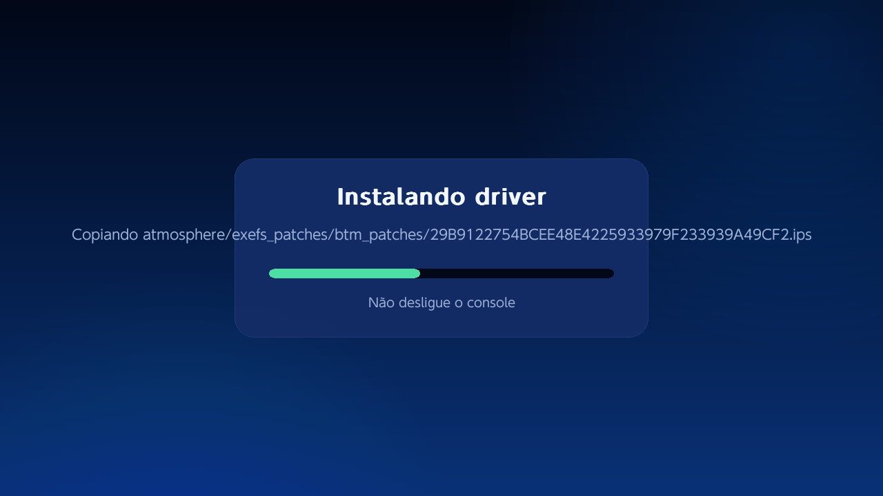 Tela Instalando driver com barra de progresso