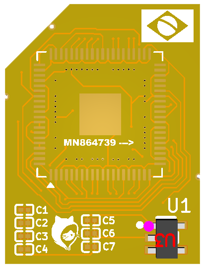 Interposer DatZero - face de cima, recebe o chip Nuvoton/Panasonic MN864739